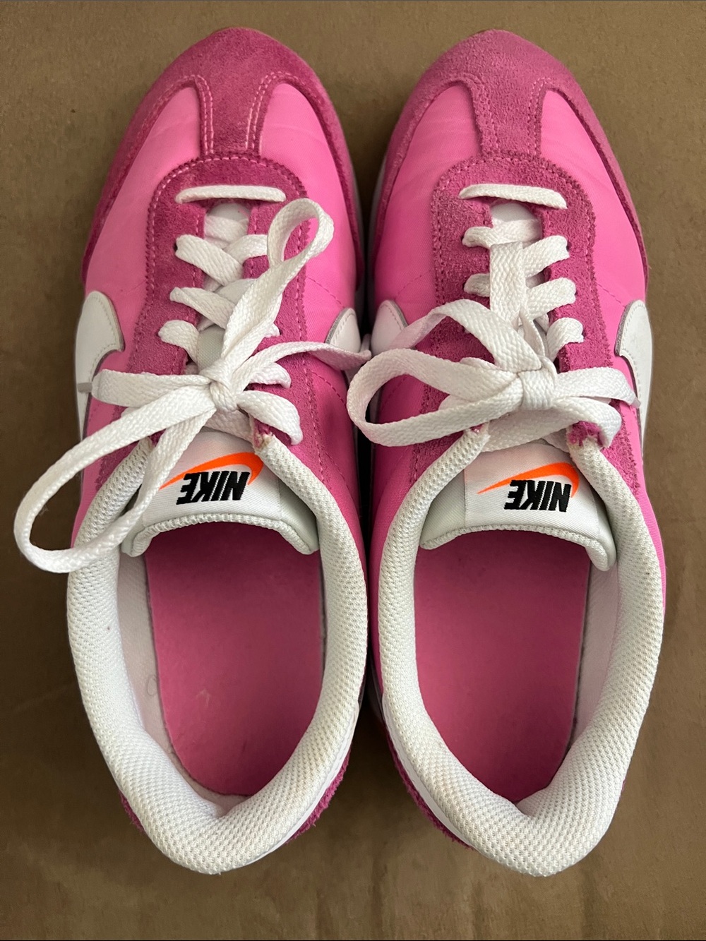 Nike Women's Bright Pink Retro Runner Sneakers with White Accents
